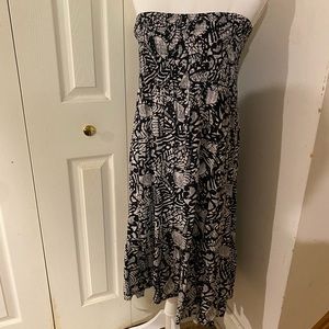 Smocked tube top black&white casual dress XL